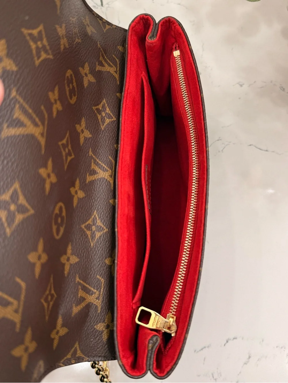 Louis Vuitton Saint Placide brown monogram with red trim